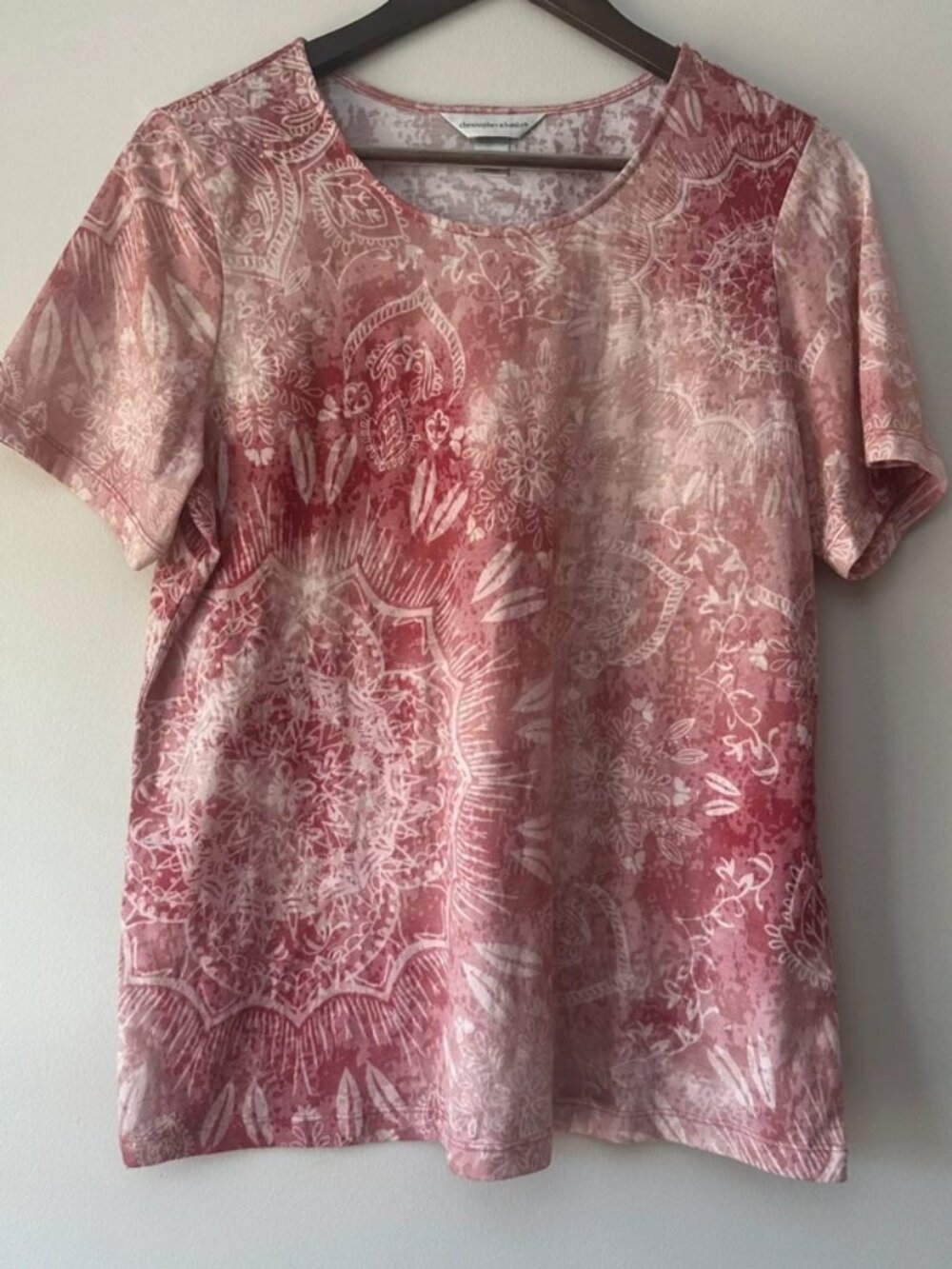 Christopher & Banks Pink Floral Short sleeve Large